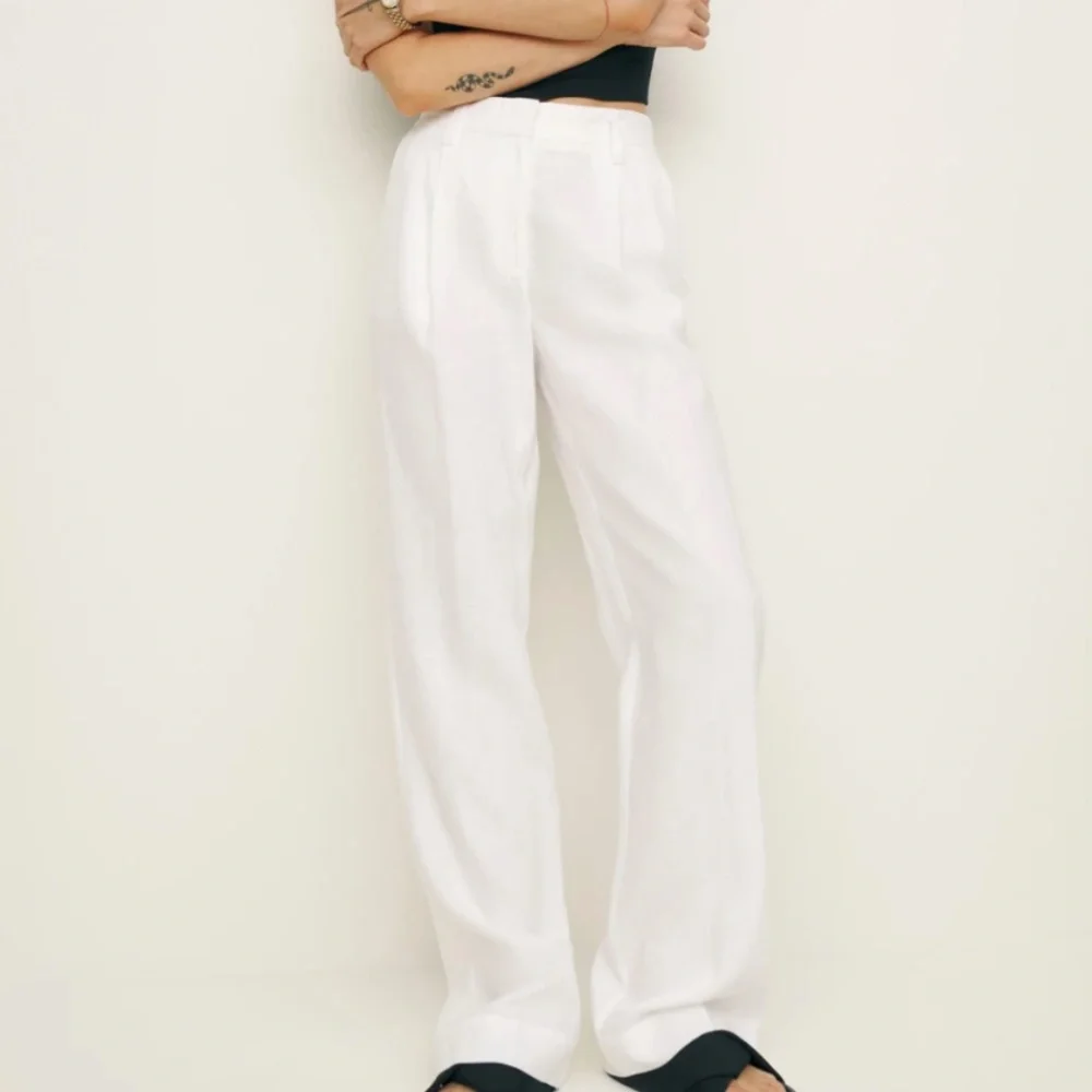 Reformation Alex Linen Pant - White - Picture 1 of 7